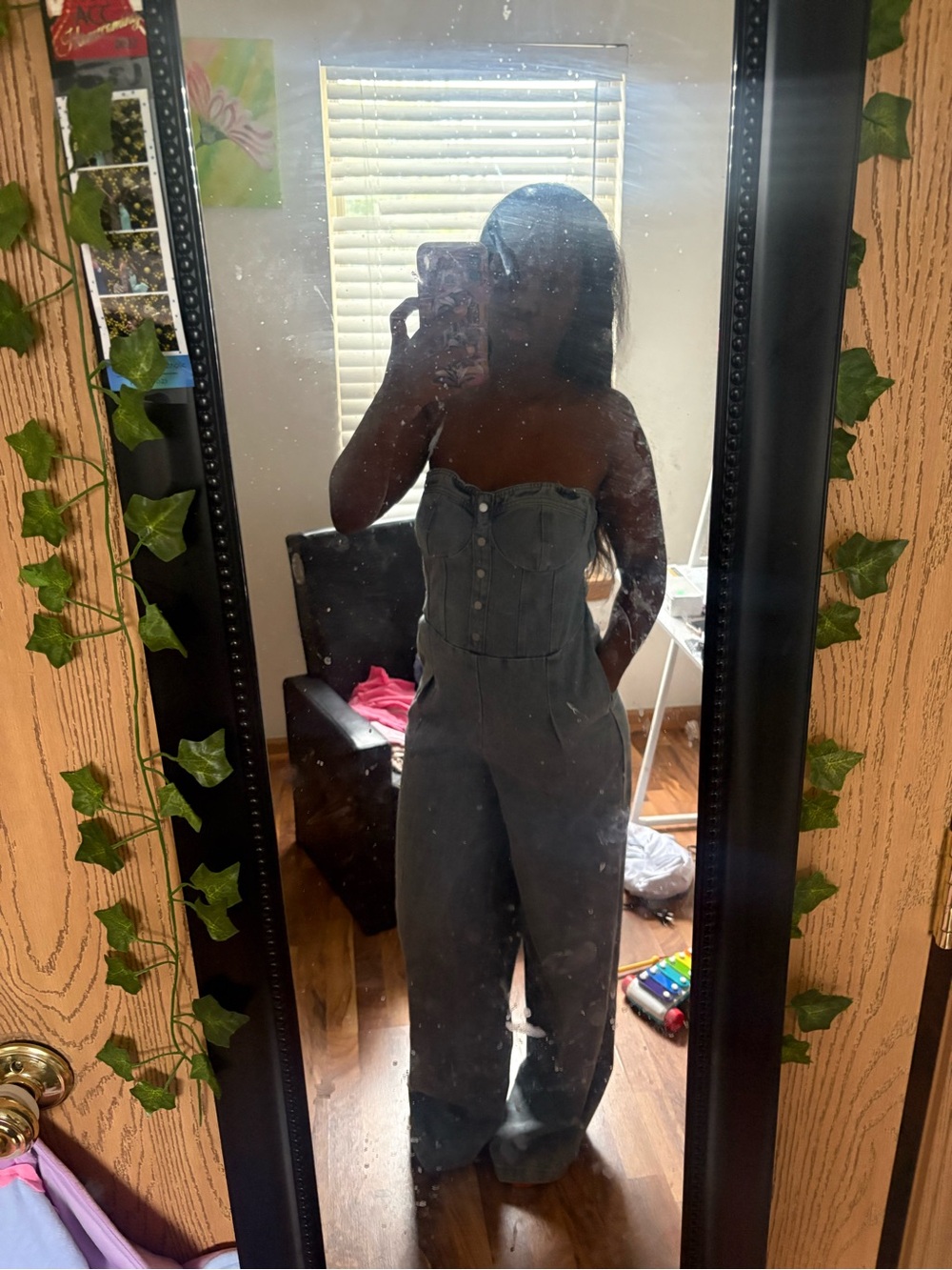 Fashion Nova Light Blue Strapless Denim Overalls Jumpsuit